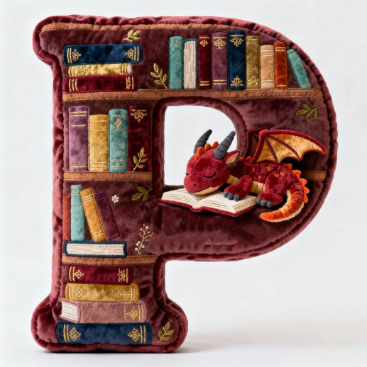 Personalized Book Dragon Alphabet Initial Letters Pillow - A Perfect Gift for Book Lovers