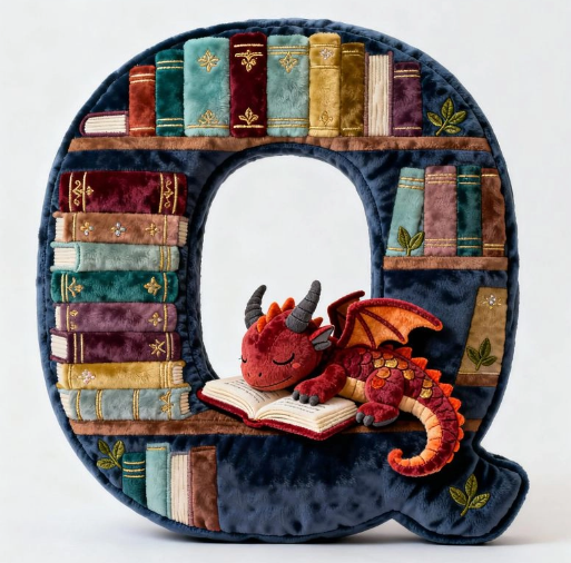 Personalized Book Dragon Alphabet Initial Letters Pillow - A Perfect Gift for Book Lovers