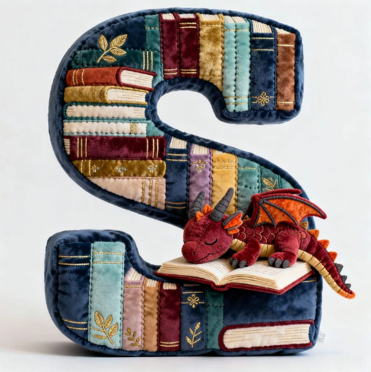 Personalized Book Dragon Alphabet Initial Letters Pillow - A Perfect Gift for Book Lovers