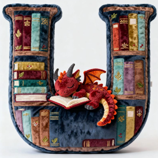 Personalized Book Dragon Alphabet Initial Letters Pillow - A Perfect Gift for Book Lovers