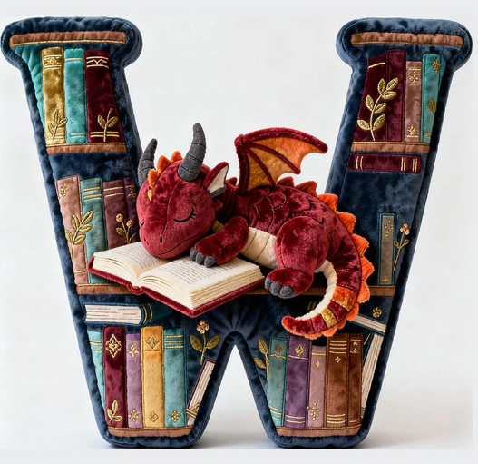 Personalized Book Dragon Alphabet Initial Letters Pillow - A Perfect Gift for Book Lovers