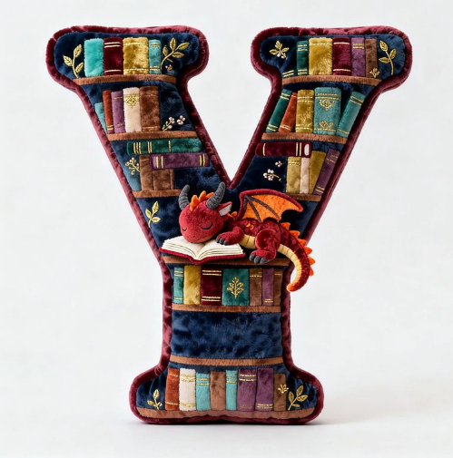 Personalized Book Dragon Alphabet Initial Letters Pillow - A Perfect Gift for Book Lovers