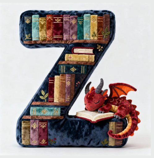 Personalized Book Dragon Alphabet Initial Letters Pillow - A Perfect Gift for Book Lovers