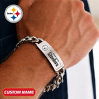 NFL Engraved Men Bracelet Silver & Gold Chain Custom Name For Fan
