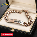 NFL Engraved Men Bracelet Silver & Gold Chain Custom Name For Fan