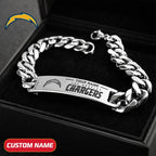 NFL Engraved Men Bracelet Silver & Gold Chain Custom Name For Fan