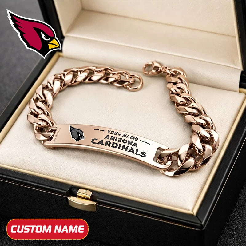 NFL Engraved Men Bracelet Silver & Gold Chain Custom Name For Fan