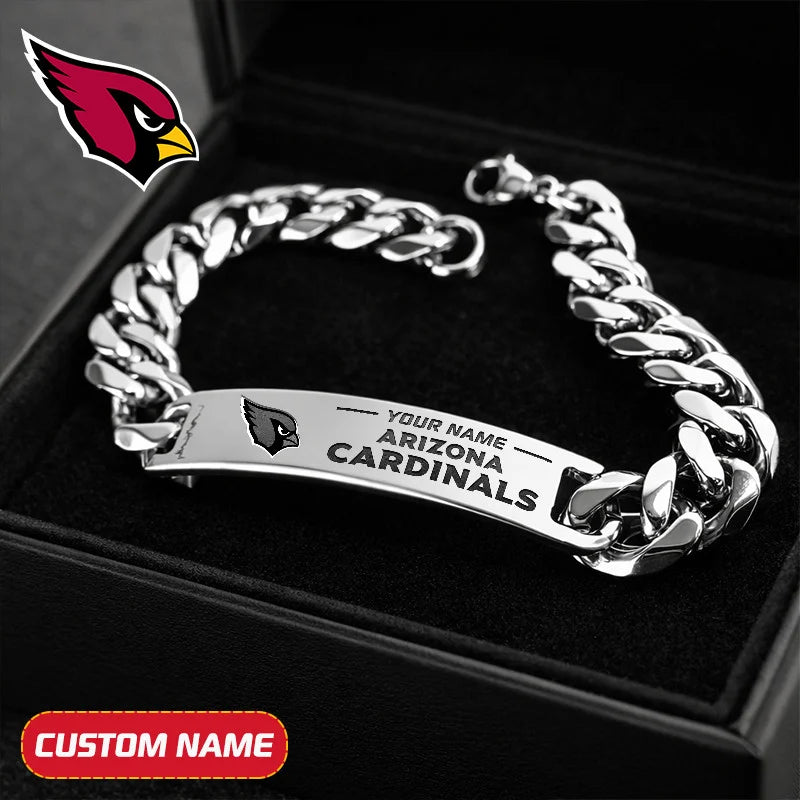 NFL Engraved Men Bracelet Silver & Gold Chain Custom Name For Fan