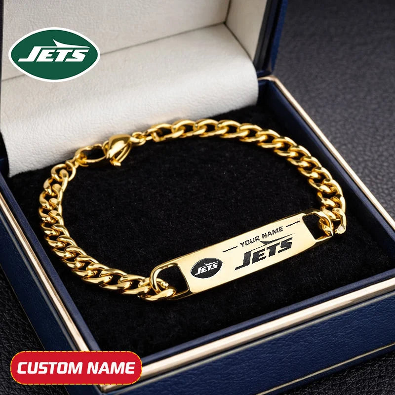 NFL Engraved Men Bracelet Silver & Gold Chain Custom Name For Fan