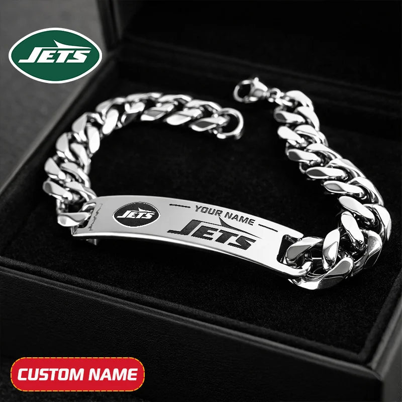 NFL Engraved Men Bracelet Silver & Gold Chain Custom Name For Fan