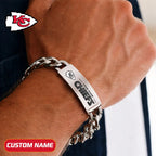 NFL Engraved Men Bracelet Silver & Gold Chain Custom Name For Fan
