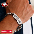 NFL Engraved Men Bracelet Silver & Gold Chain Custom Name For Fan