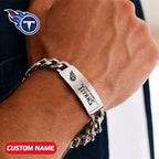 NFL Engraved Men Bracelet Silver & Gold Chain Custom Name For Fan