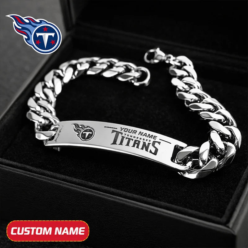 NFL Engraved Men Bracelet Silver & Gold Chain Custom Name For Fan