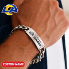 NFL Engraved Men Bracelet Silver & Gold Chain Custom Name For Fan