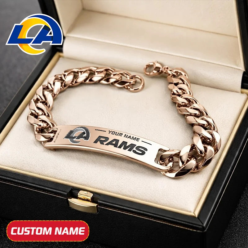 NFL Engraved Men Bracelet Silver & Gold Chain Custom Name For Fan
