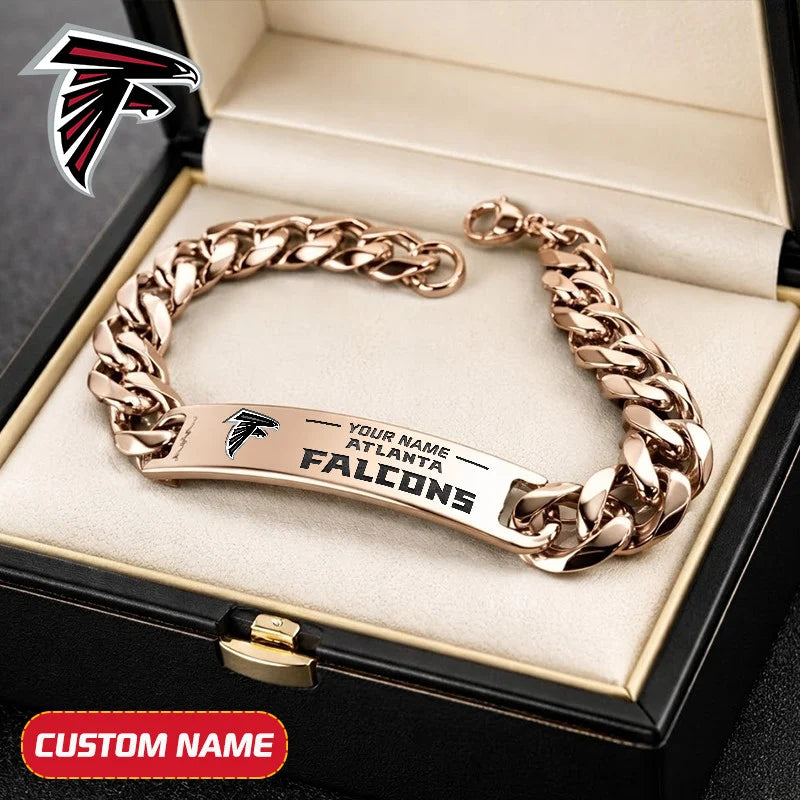 NFL Engraved Men Bracelet Silver & Gold Chain Custom Name For Fan