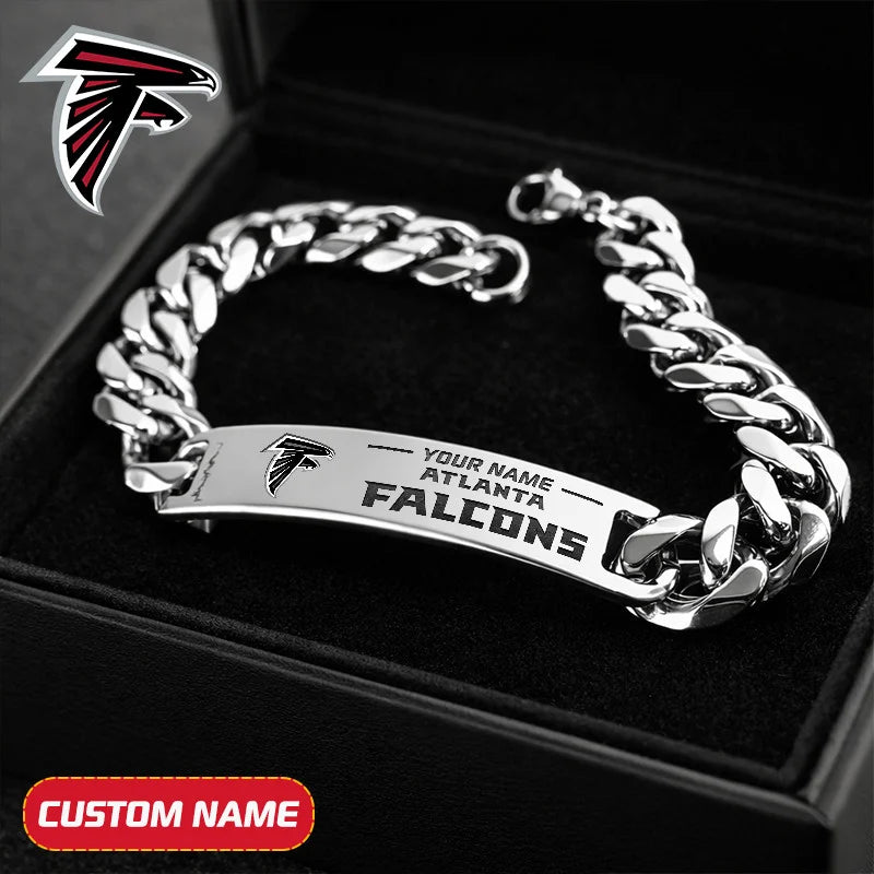 NFL Engraved Men Bracelet Silver & Gold Chain Custom Name For Fan