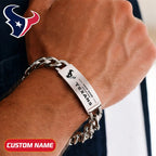 NFL Engraved Men Bracelet Silver & Gold Chain Custom Name For Fan