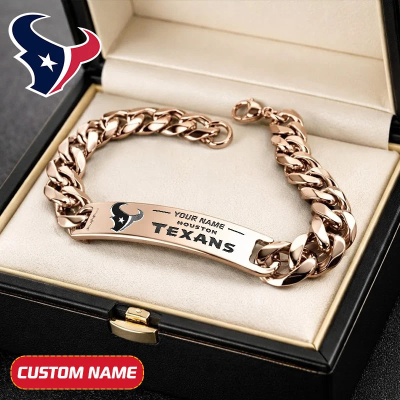 NFL Engraved Men Bracelet Silver & Gold Chain Custom Name For Fan
