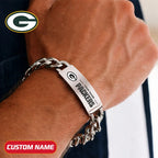 NFL Engraved Men Bracelet Silver & Gold Chain Custom Name For Fan