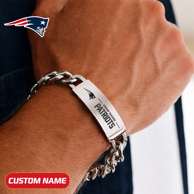 NFL Engraved Men Bracelet Silver & Gold Chain Custom Name For Fan