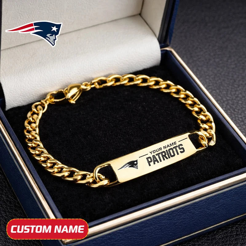 NFL Engraved Men Bracelet Silver & Gold Chain Custom Name For Fan
