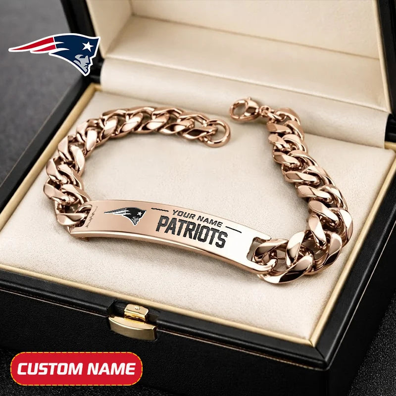 NFL Engraved Men Bracelet Silver & Gold Chain Custom Name For Fan