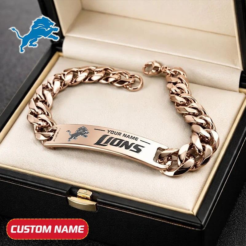 NFL Engraved Men Bracelet Silver & Gold Chain Custom Name For Fan