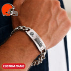 NFL Engraved Men Bracelet Silver & Gold Chain Custom Name For Fan