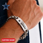 NFL Engraved Men Bracelet Silver & Gold Chain Custom Name For Fan