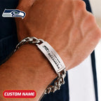 NFL Engraved Men Bracelet Silver & Gold Chain Custom Name For Fan