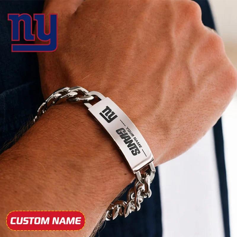 NFL Engraved Men Bracelet Silver & Gold Chain Custom Name For Fan