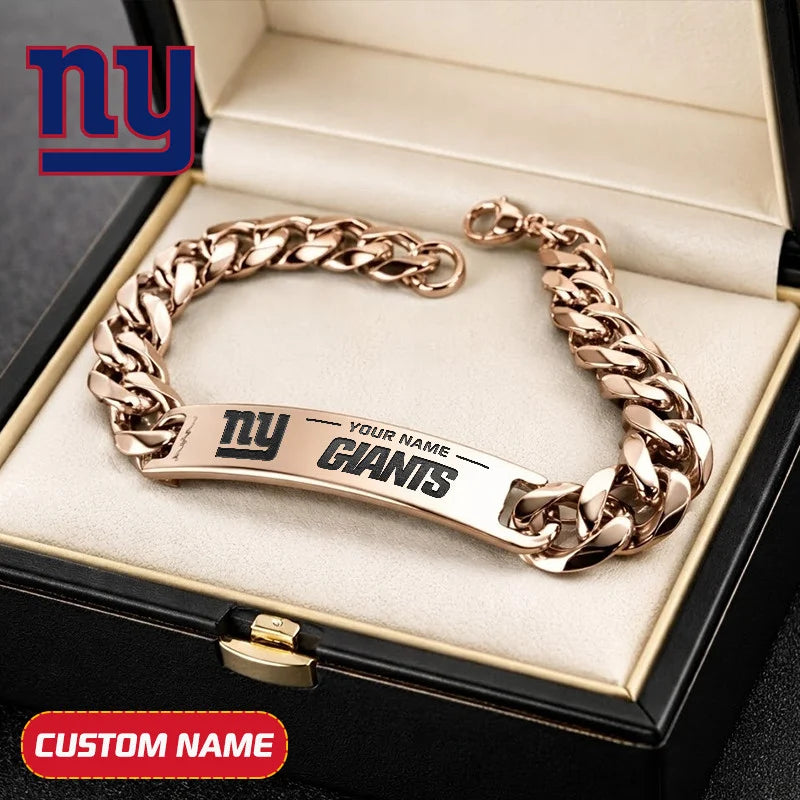 NFL Engraved Men Bracelet Silver & Gold Chain Custom Name For Fan