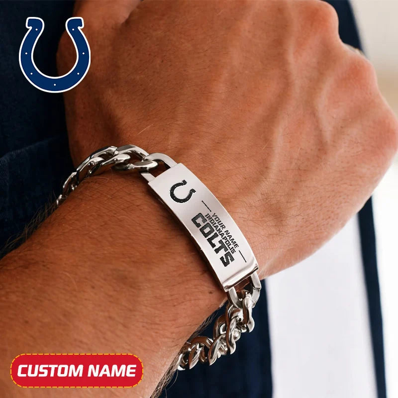 NFL Engraved Men Bracelet Silver & Gold Chain Custom Name For Fan