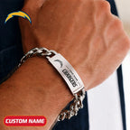 NFL Engraved Men Bracelet Silver & Gold Chain Custom Name For Fan
