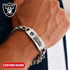 NFL Engraved Men Bracelet Silver & Gold Chain Custom Name For Fan