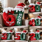 Personalized age Christmas pillows.