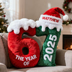 Personalized age Christmas pillows.