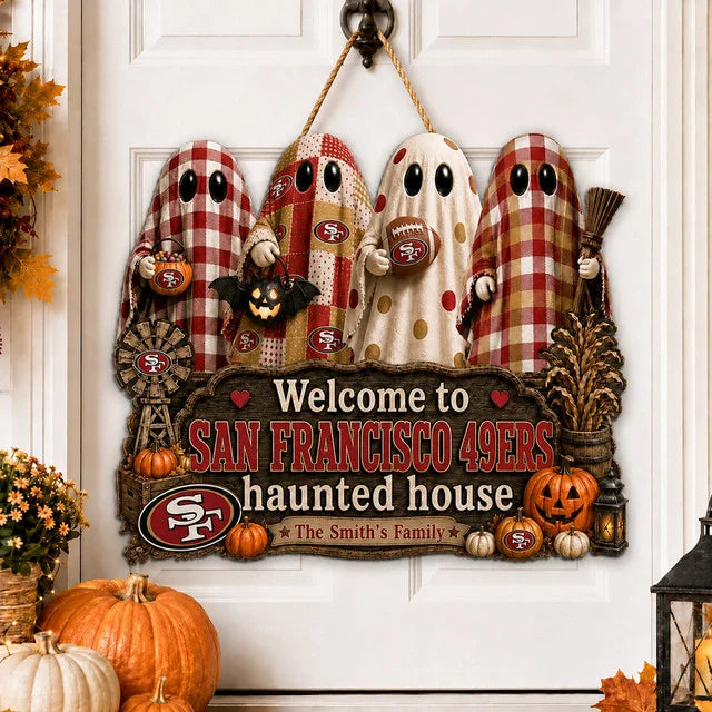 NFL WOODEN SIGN HALLOWEEN CUSTOM NAME FOR FAN