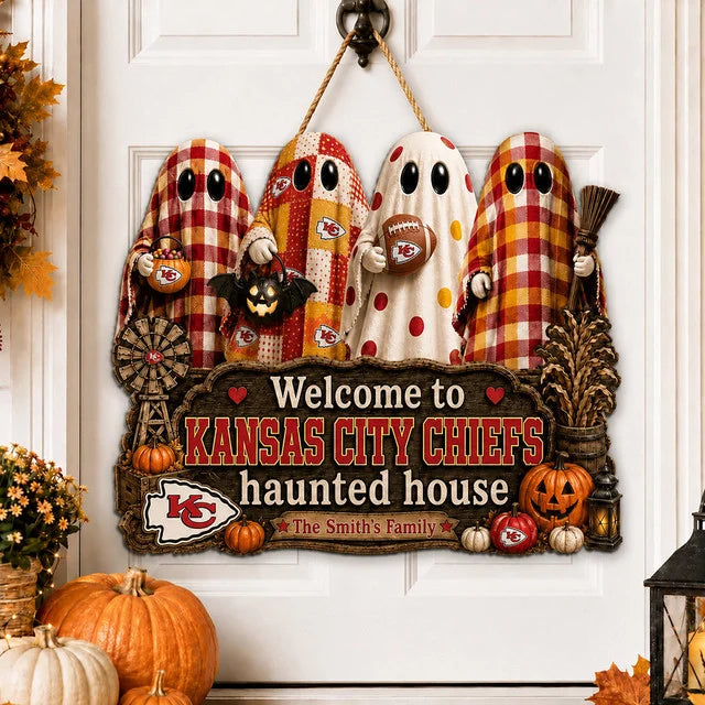 NFL WOODEN SIGN HALLOWEEN CUSTOM NAME FOR FAN