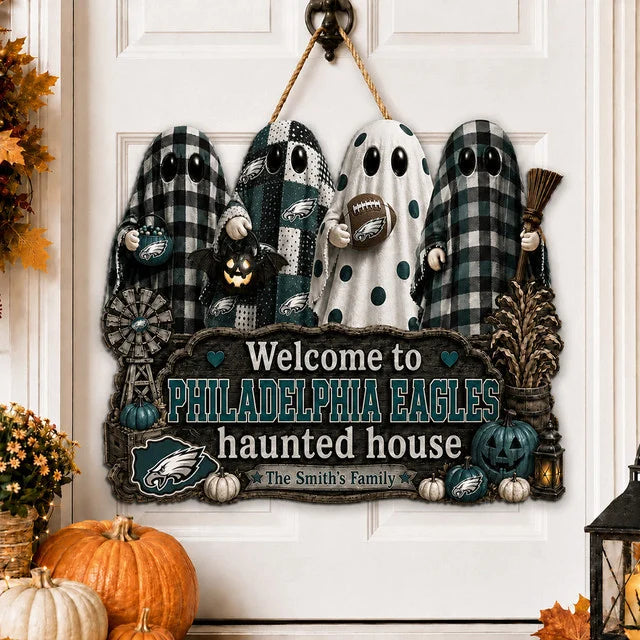 NFL WOODEN SIGN HALLOWEEN CUSTOM NAME FOR FAN