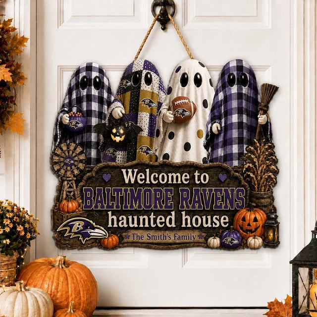 NFL WOODEN SIGN HALLOWEEN CUSTOM NAME FOR FAN