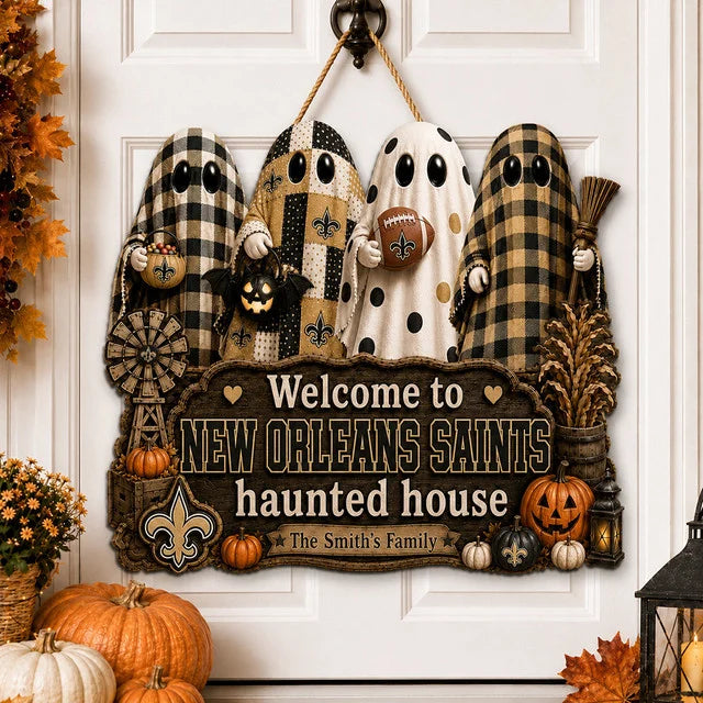 NFL WOODEN SIGN HALLOWEEN CUSTOM NAME FOR FAN