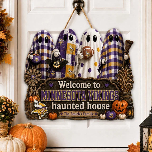 NFL WOODEN SIGN HALLOWEEN CUSTOM NAME FOR FAN