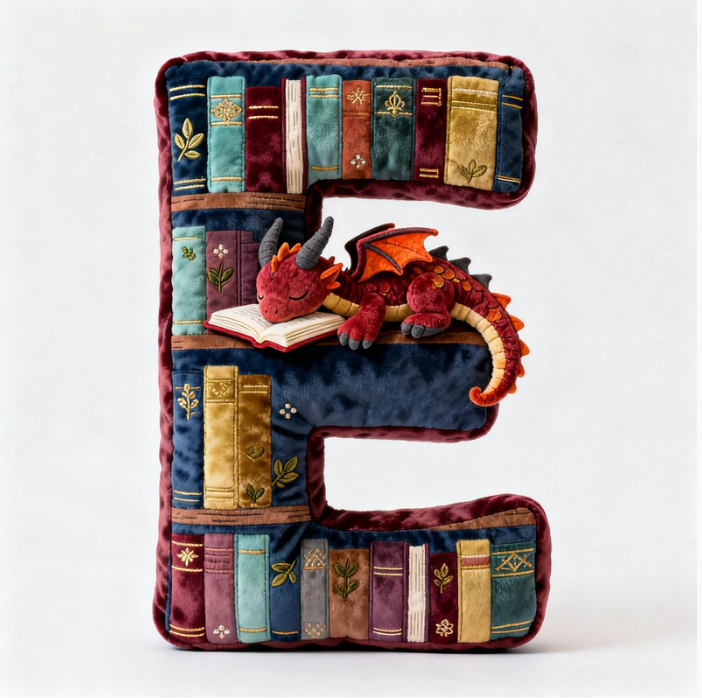 Book Dragon Alphabet Initial Letters Pillow, Personalized Gifts For Book Lovers