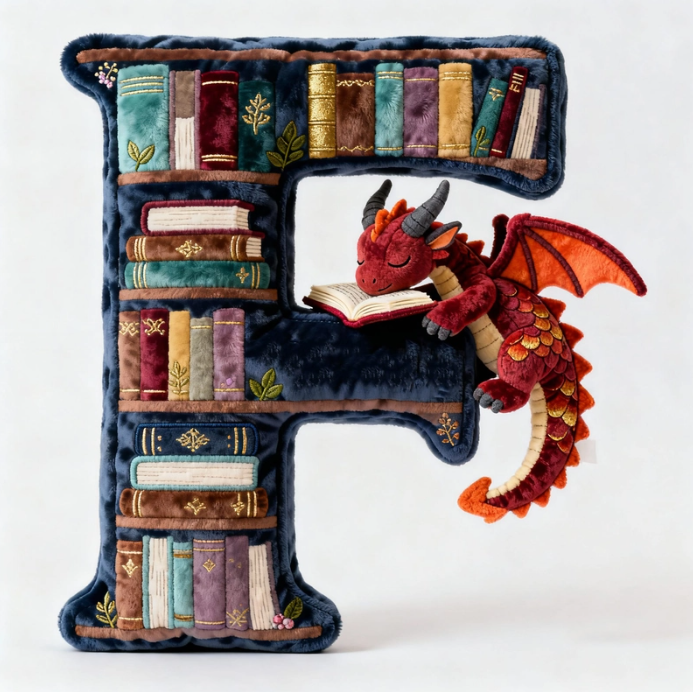 Book Dragon Alphabet Initial Letters Pillow, Personalized Gifts For Book Lovers