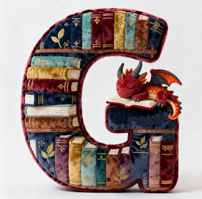 Book Dragon Alphabet Initial Letters Pillow, Personalized Gifts For Book Lovers