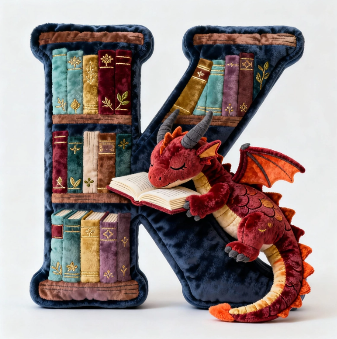 Book Dragon Alphabet Initial Letters Pillow, Personalized Gifts For Book Lovers