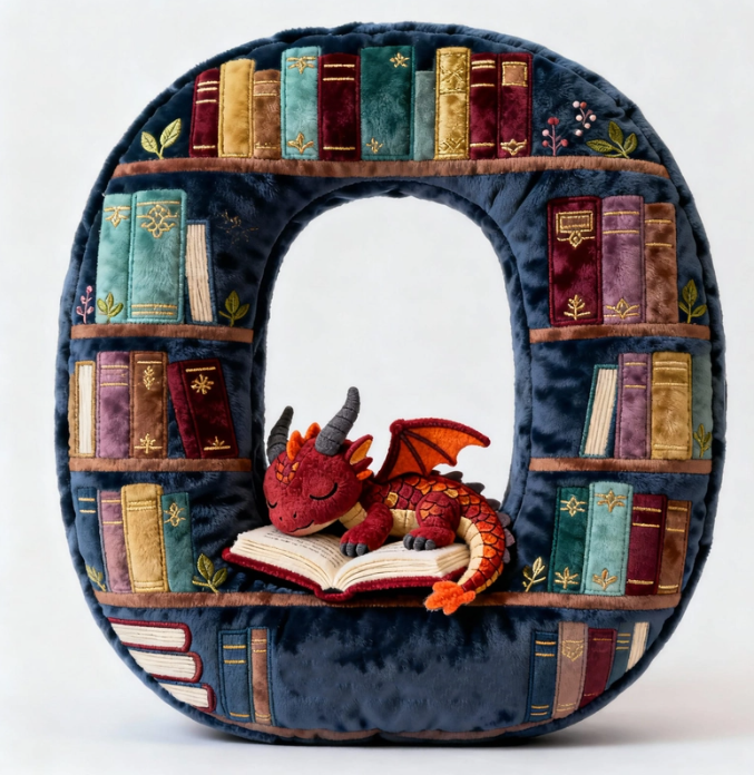 Book Dragon Alphabet Initial Letters Pillow, Personalized Gifts For Book Lovers